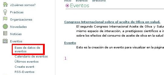 Base de datos de eventos.