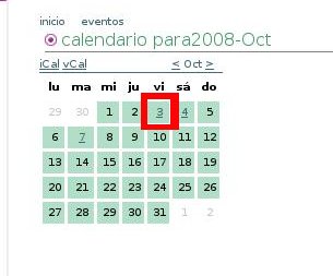 Calendario de eventos.