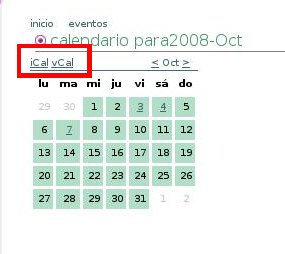 Exportar calendario de eventos.