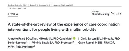 A state-of-the-art review of the experience of care coordination interventions for people living with multimorbidity.