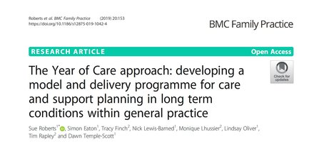 The Year of Care approach: developing a model and delivery programme for care and support planning in long term conditions within general practice