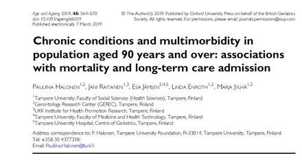 Condiciones crónicas y multimorbilidad en población de 90 años y más: asociaciones con la mortalidad y los ingresos por cuidados de larga duración
