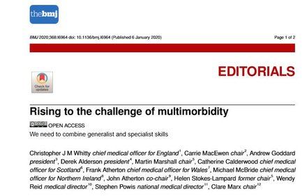 Rising to the challenge of multimorbidity Rising to the challenge of multimorbidity
